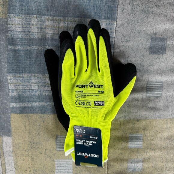 Portwest Neon Yellow Traffic Safety Patrol Construction Walking Camping Gloves - Picture 1 of 3